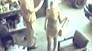 Lustful maid gets harshly banged and filmed by security cam!