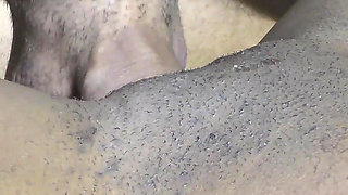 Petite black teen fucked and filled by big white cock