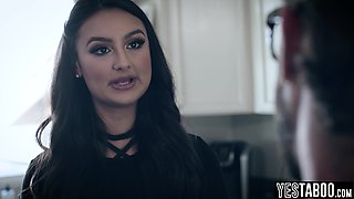 Big tits skinny Latina beauty silences a colleague by riding him