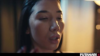 Tgirl Gets bigger Futa Pink cigar - Solo Transgirl Guts Climax With Explosions of SPUNK