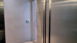 Shy Girl Gets Convinced in Elevator to Swallow a Stranger's Cum