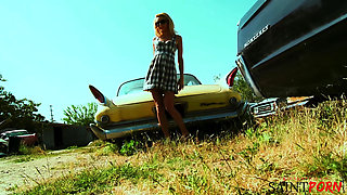 Tommy Bangs a Blonde Bitch on a Classic Car in Gta Porn