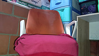Hot lesbian pleasuring herself in her room