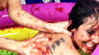 Lesb Pool_scene_4_busty Brunettes and Curvy Lesbians Enjoy Their Bodies in a Jelly Pool