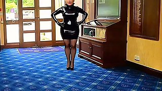 Shiny PVC Skirt High heel Golf Club Entrance Slut Walk inPVC