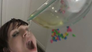 Two sluts playing and drinking their piss