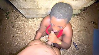 A walk on the beach turned into Ebony girl sucking dick and filling her pussy with bbc nutt.