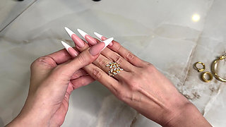 French Manicure Long Nails and Long Fingers