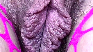 Pussy Playtime Close up - Vibrator Makes the Cum Drip Out
