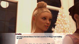 Santa Claus Fucking Three Stepsisters Pussy In A Row Foursome Sex