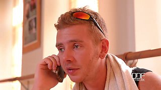 The Gym King Threesome: Two Sexy Teens Enjoy Bro's Hard Cock