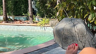 Feet Tease Outdoor While Watching a Movie