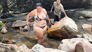 Lexly_16 Big Ass Latina Fucks on Beach - Public Risky Sex in River with Big Cock