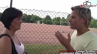 German MILF Housewife Cheats on Street Sex Date with Big Tits Brunette