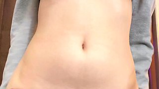 Busty curly brunette with big boobs fucks on couch