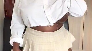 Ebony College Girl with College Uniforms Seducing Her Lecture in an Erotic Dance & Twerk After Class!