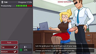 Office Girl with Big Boobs and Big Ass Barely Working