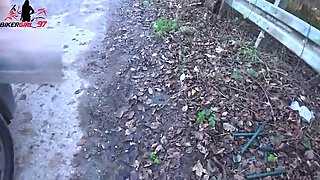 German Lesbian Car Sex with Bikergirl_97! Public Face Sitting & Outdoor Dildo Action in 4K!