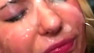 Cum Dripping Gangbang Slut Licks Ass and Swallows Loads