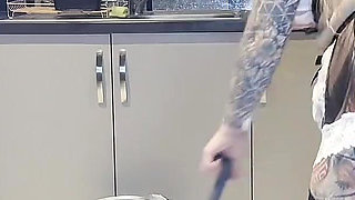 Plumber Calvin Rails Maid Sandy Hard on the Job.