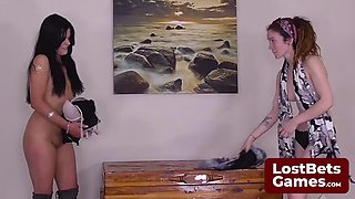 Tension Escalates as Lesbian Babes Peel Off Clothes in Seductive Striptease