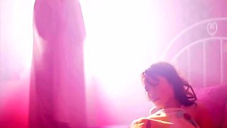 He sits on the desk and shows off his erect penis, which he then gives a handjob and a blowjob with a smile on his face.