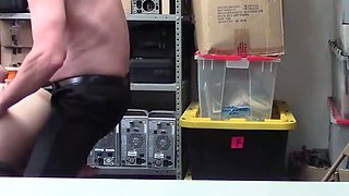 Skinny blondie gets caught and pounded by security