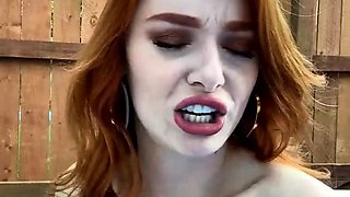 Solo pussy toying redhead close up action