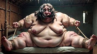 Desperate SSBBW in Rope Bondage - Dripping Fat Wide Pussy