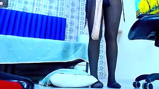 Sexy latina in pantyhose and high heels loves anal sex