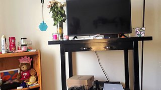 Cute amateur brunette naughty in solo jerking show on camera