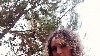 Blonde babe Kagney Karter horny solo masturbation outdoors