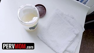 Pervmom - naughty blond cougar showcases her knockers to lucky man and sucks his cock outdoor