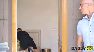 Daddy4k. skinny girl was so lovely so she flashed her boyfriend's dad what the real deepthroat is