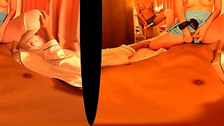 Bitch gives wam blowjob and handjob in pov scene