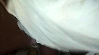 Tiny-titted Asian babe plays with herself outdoors