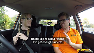 Fake Driving School - Naughty Student Satine Spark Blows Instructor for Passed Driving Test
