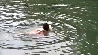 Trio in nature for a beautiful blonde.