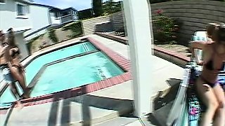 Blonde is flashing her big boobs in the outdoors