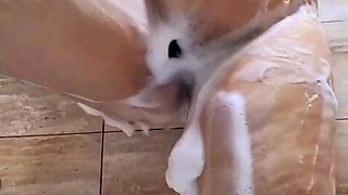 Big ass wife taking shower