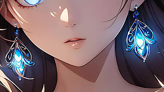 Soft Starlight a Beautiful Young Woman with Glowing Eyes in Animated Style