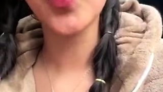 Cute amateur brunette naughty in solo jerking show on camera