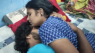 Nighty ass romance with boobs kiss