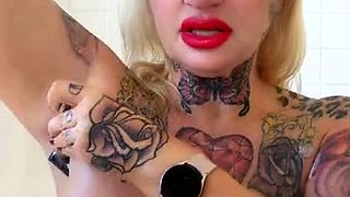 Big Boobed Blonde Masturbates With A Dildo In The Bathroom