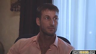 Hot teen brunette with small tits has romantic sex and sensual love story