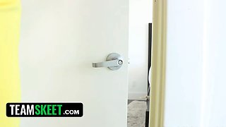 Teamskeet - red haired cougar caught splendid babe all tied up in her couch well-prepped for some lesbian sadism