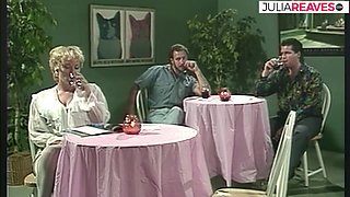 Blonde milf gets pussy licked while out relaxing with friend