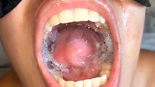 Upside Down Deep Throat Cum Swallow - Brunette Teen Slut Gets Throat Filled