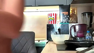Italian Webcam Star Sophie Blonde 18 Naked Cooking Show with Corn and Orgasm