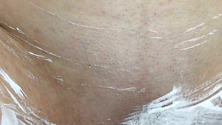 Closeup of Shaving the Vagina with a Trimmer and a Razor!
